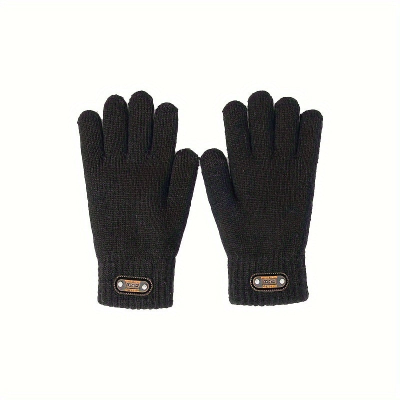 Men's Casual Winter Knitted Gloves Warm Outdoor Sports Cycling Velvet Gloves