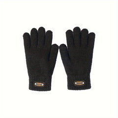 Men's Casual Winter Knitted Gloves Warm Outdoor Sports Cycling Velvet Gloves