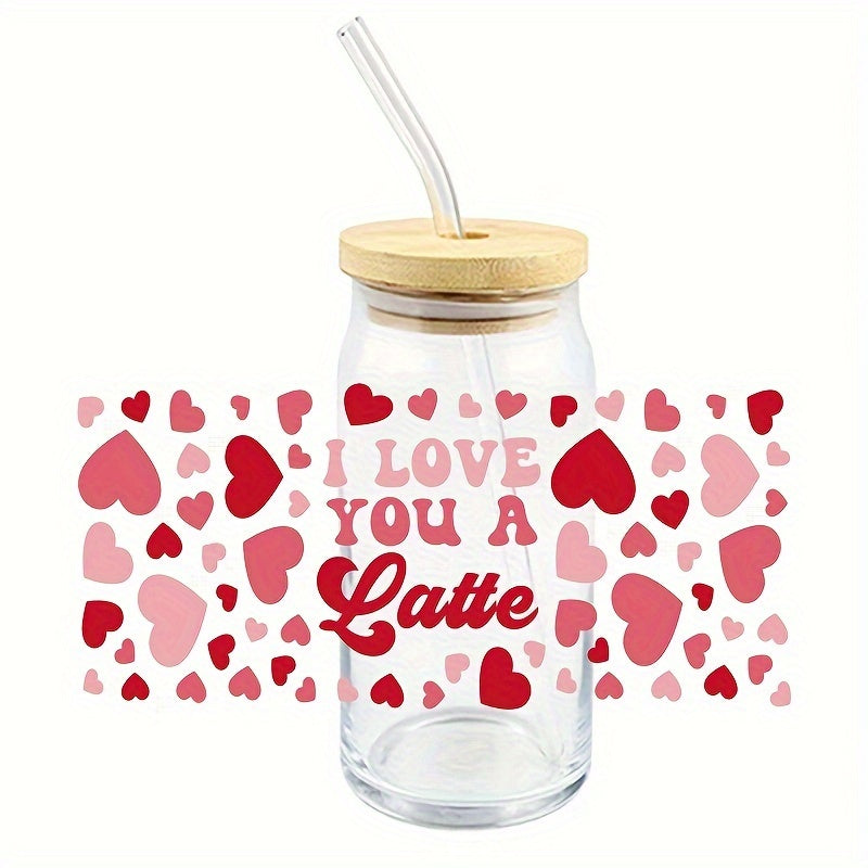 Love Pattern 16 Oz Cup Transfer Stickers - Waterproof and Scratch Resistant