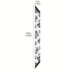 Plant Print Skinny Scarf Silky Long Ribbon Neckerchief Satin Twilly Scarf