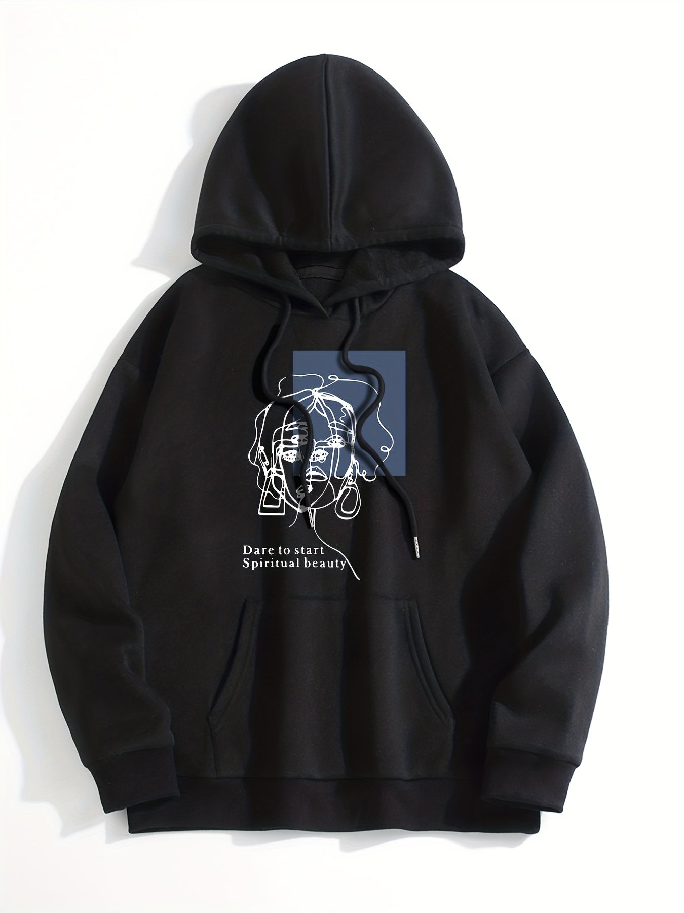 Abstract Kangaroo Pocket Hoodie Drawstring Hood