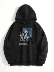 Abstract Kangaroo Pocket Hoodie Drawstring Hood