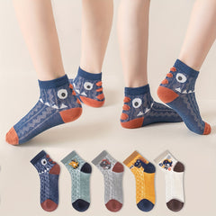 5 Pairs Kids Dino Socks, Breathable Mesh Boys Summer Socks