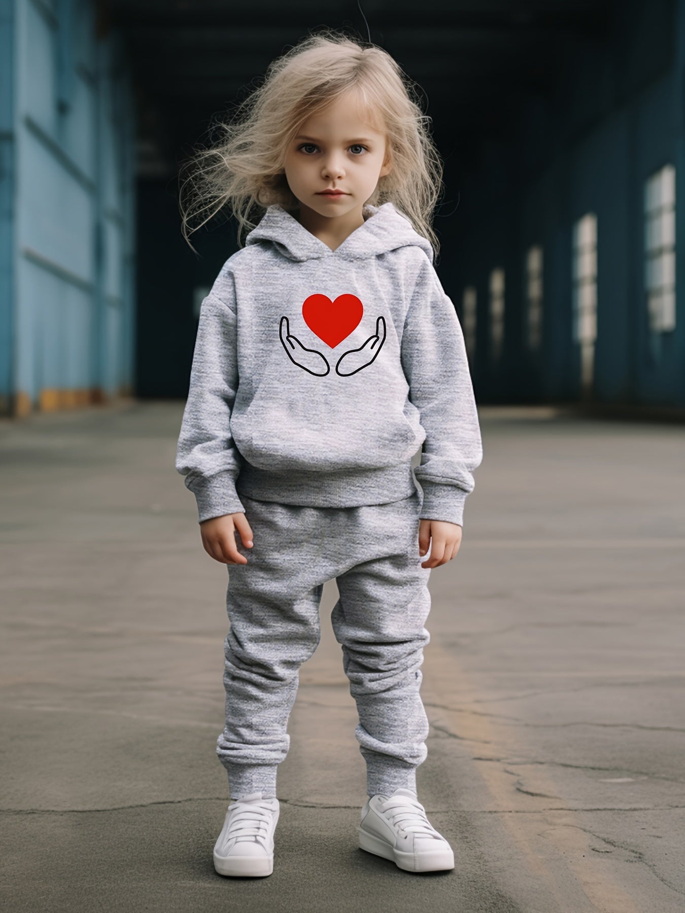 OERYUI Heart Print Hoodies Pants Set For Spring Fall Sports Christmas Gift