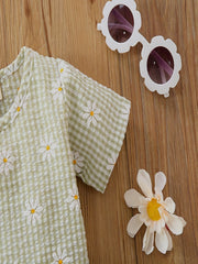 Girls Daisy Graphic Print T shirt&Shorts Set Summer Kids Clothing