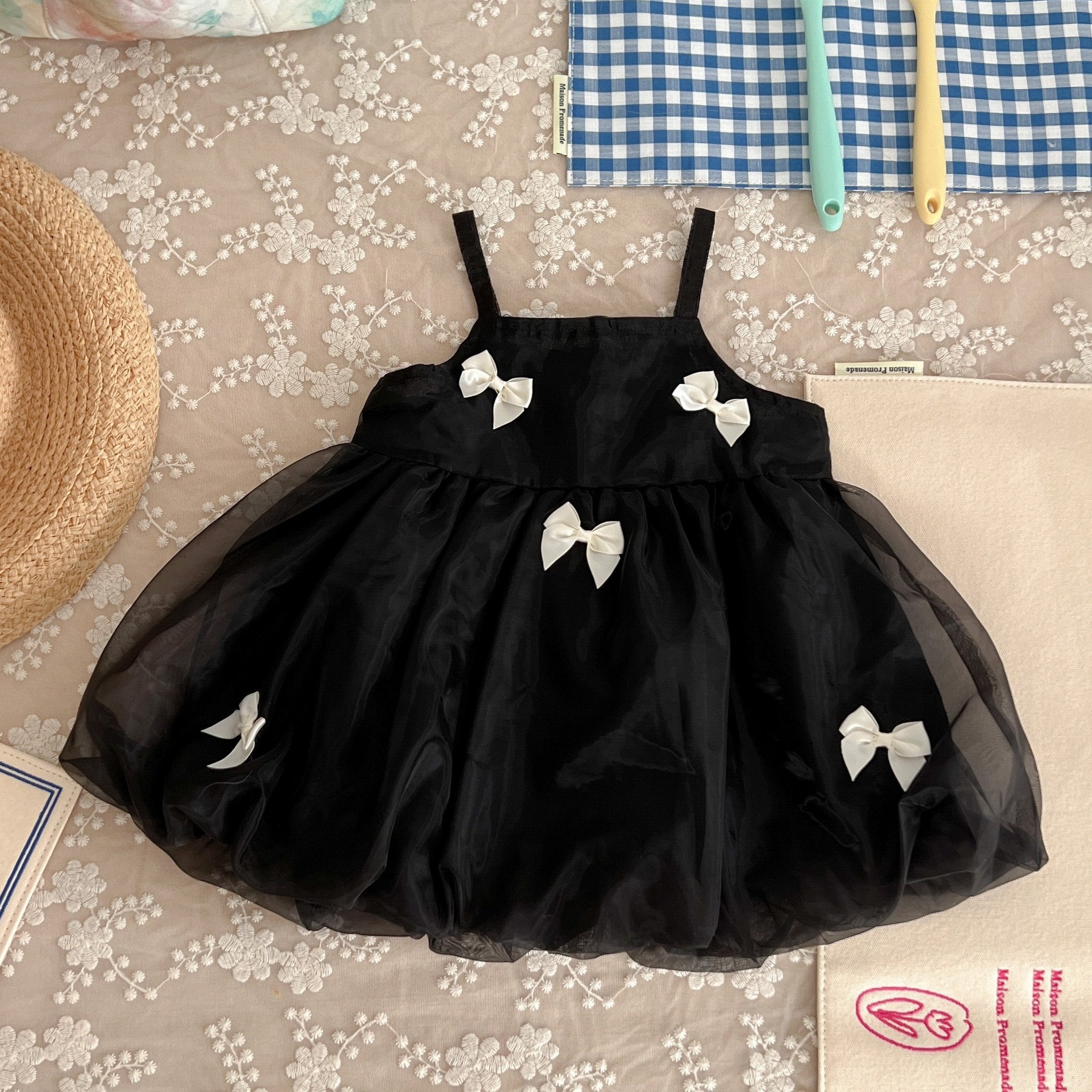 Baby Girls Bowknot Mesh Dress Cotton Cami Princess Dresses