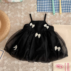 Baby Girls Bowknot Mesh Dress Cotton Cami Princess Dresses