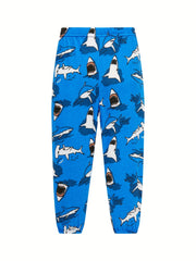 Boys 2pcs Pajamas Cotton Long Sleeve Round Neck Pullover Top & Pants
