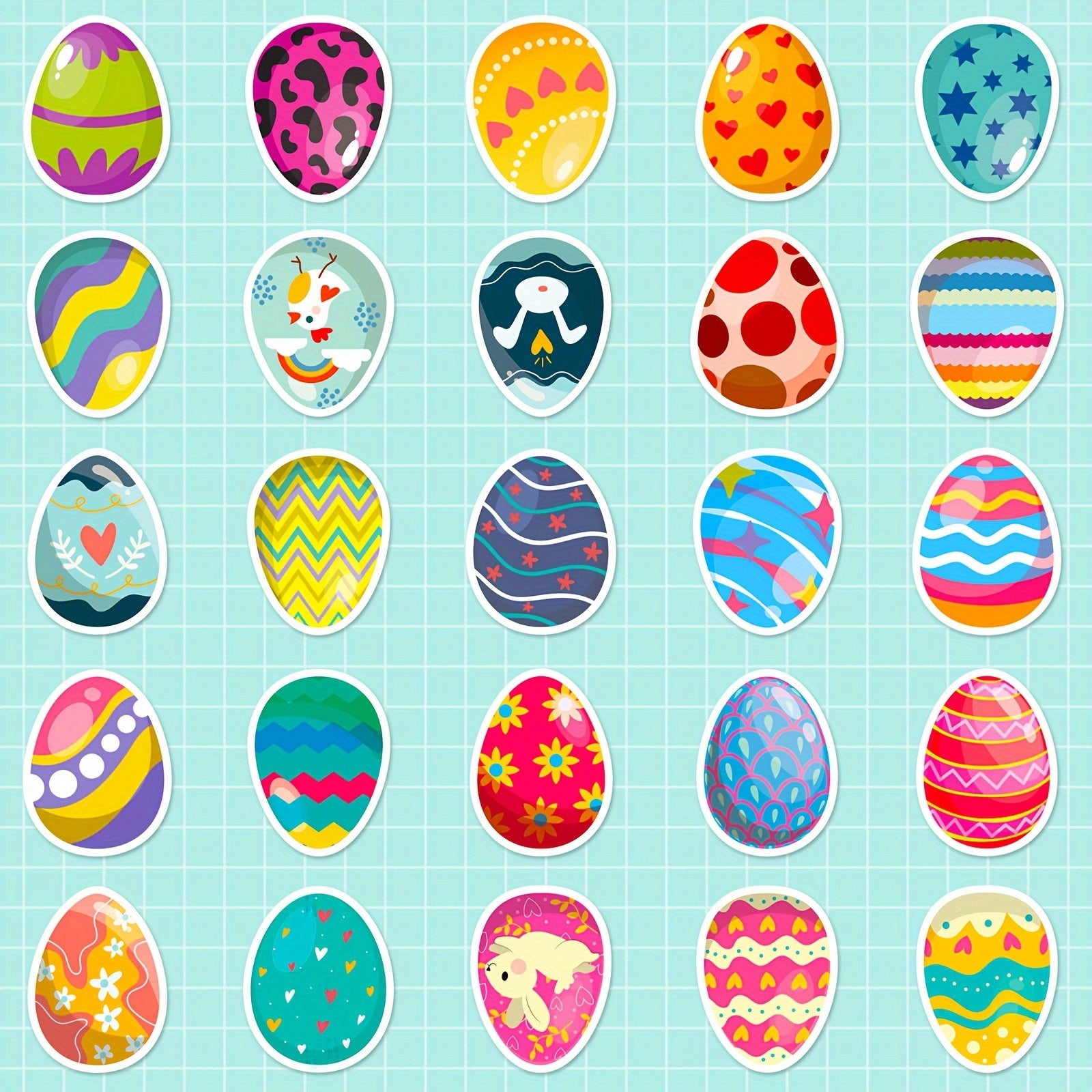 50pcs Easter Duck Egg Creative Stickers Bunny Decoration Party Stickers