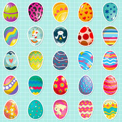 50pcs Easter Duck Egg Creative Stickers Bunny Decoration Party Stickers