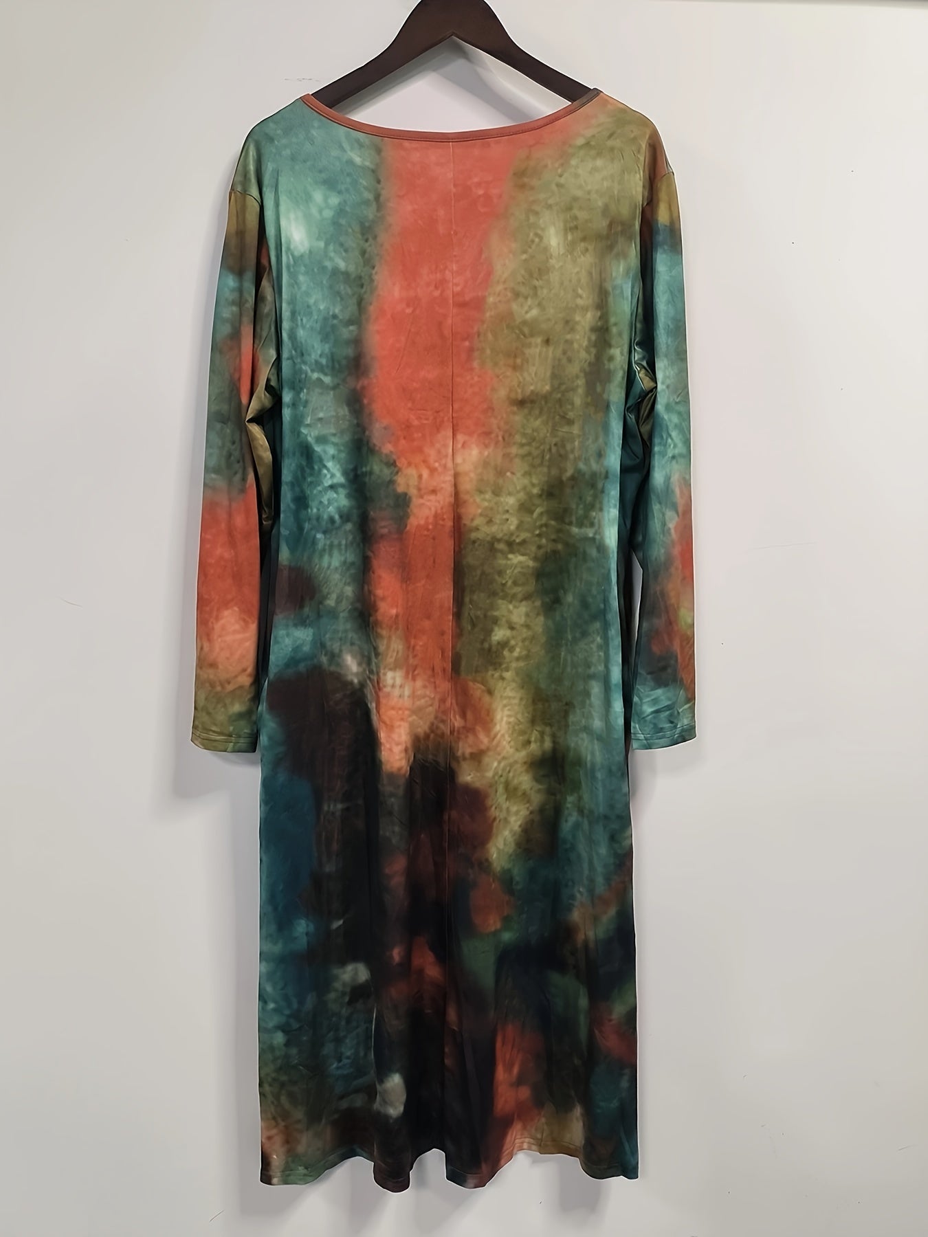 Tie Dye Long Sleeve Dress With Pockets