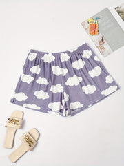Cloud Print Flannel Loungewear Shorts