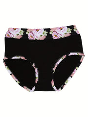 4-Pack Women's Plus Floral Print Panties Set Soft Stretchy Briefs