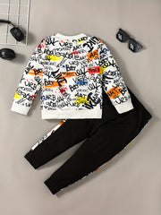Boy's Graffiti Outfit 2pcs Set Street Style Kid's Clothes