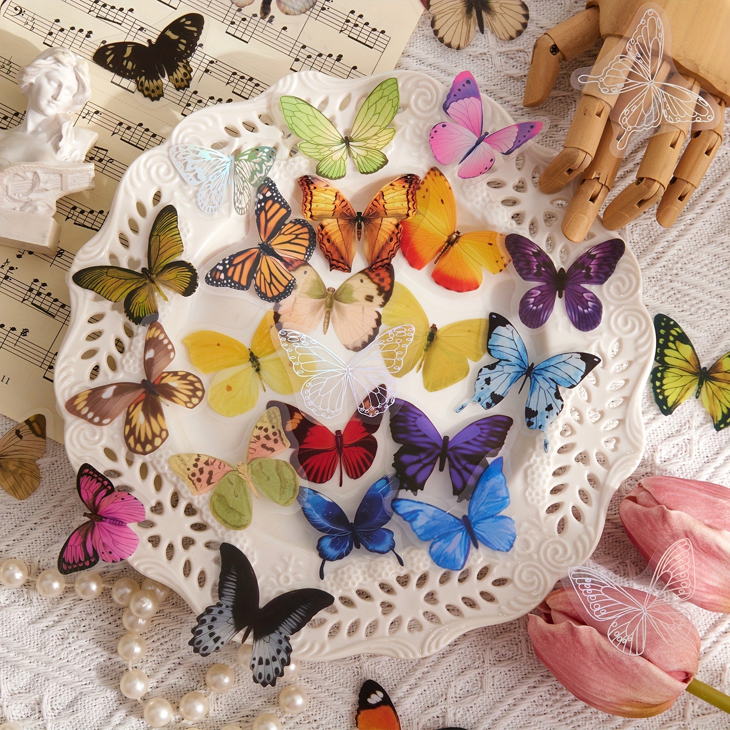 400pcs Holographic Butterfly Sticker Glitter Waterproof PET Scrapbook