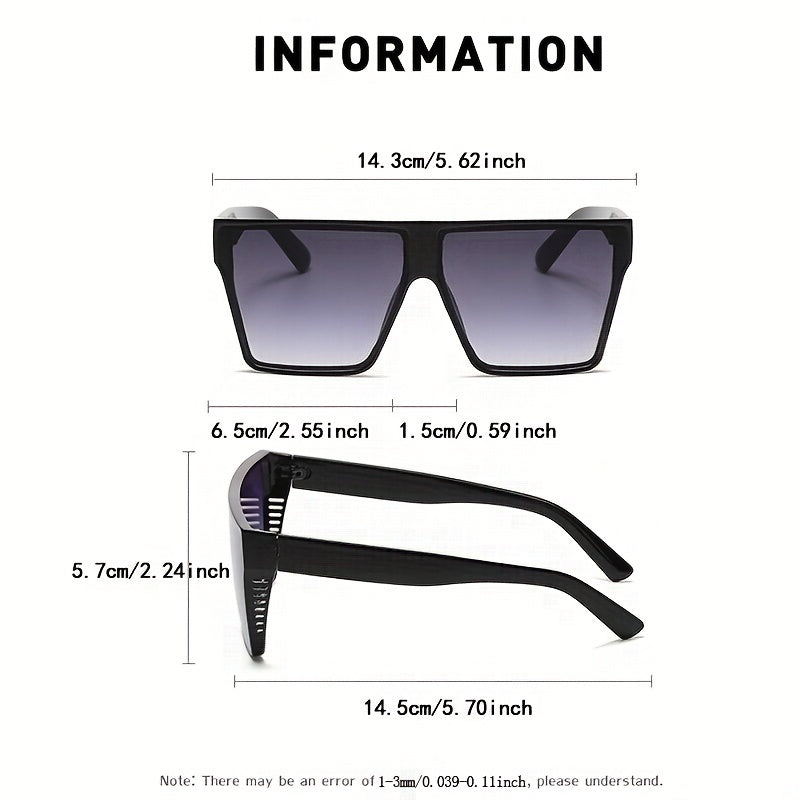 Men's Square Grid Sunglasses UV Protection Large Frame Shades