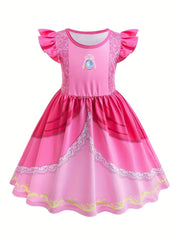 Girls Peach Pink Princess Costume Anime Cartoon Cosplay Dress