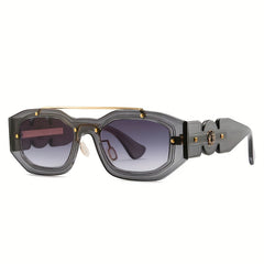 Small Frame Men's Sunglasses with Lion Head Decor