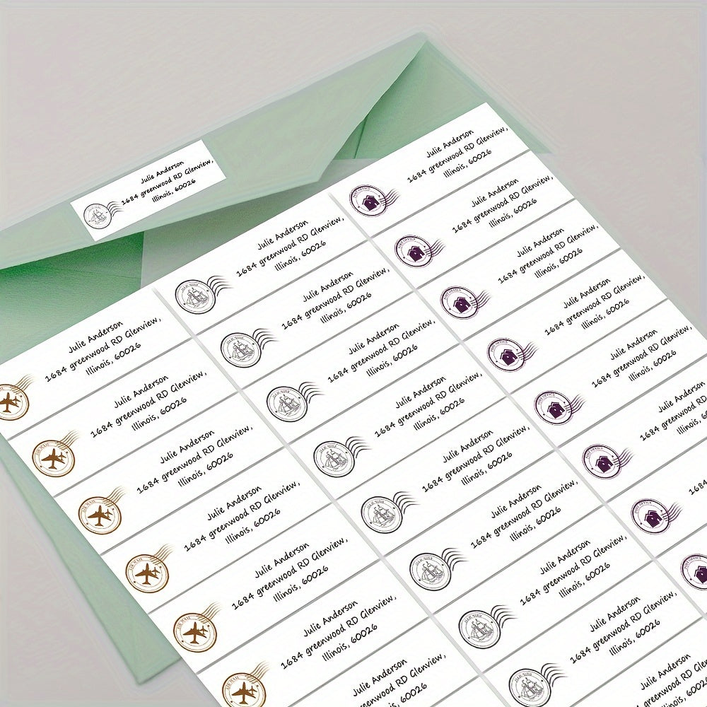 180 Personalized Address Labels 6 Patterns Self-adhesive Flat Labels