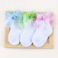Girls Colorful Bow Short Crew Socks for Kids