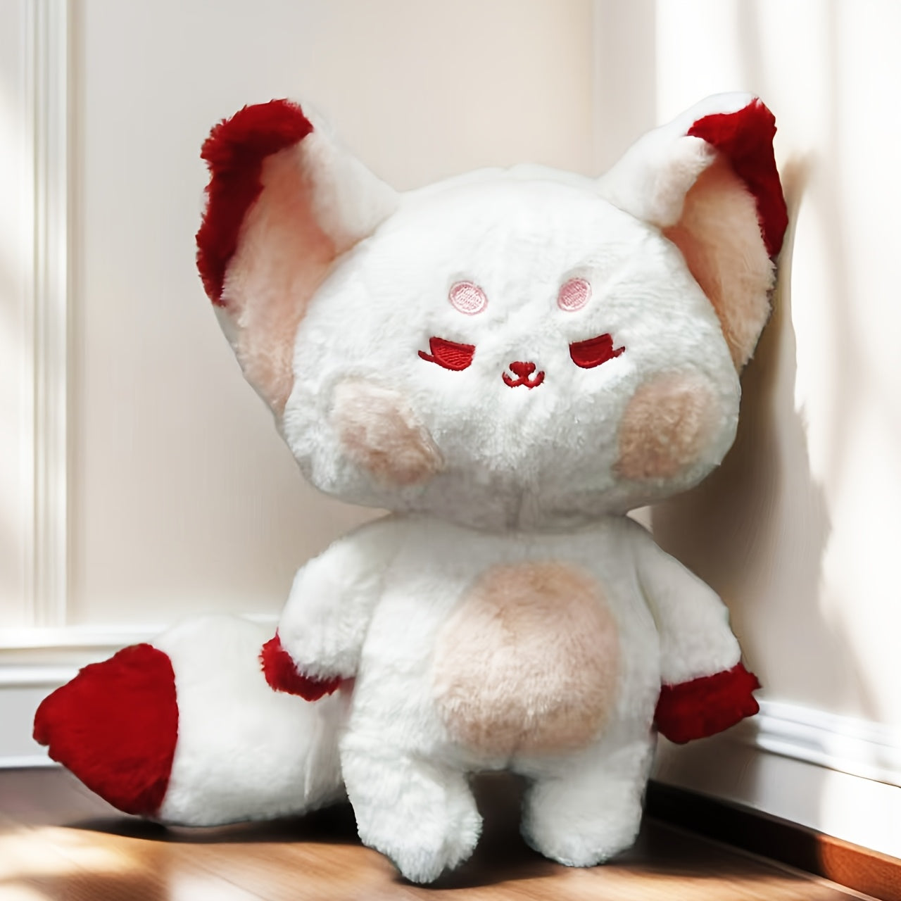 Fox with Red Ears & Tail Soft Polyester Stuffed Animal for Home Decor