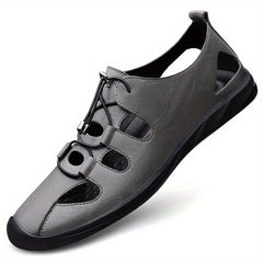 Men's Cut Out Slip On Faux Leather Sandals