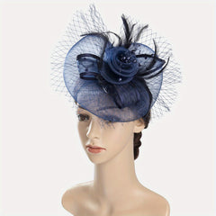 Women Hair Clip Mesh Flower Faux Feather Head Piece Derbyhat
