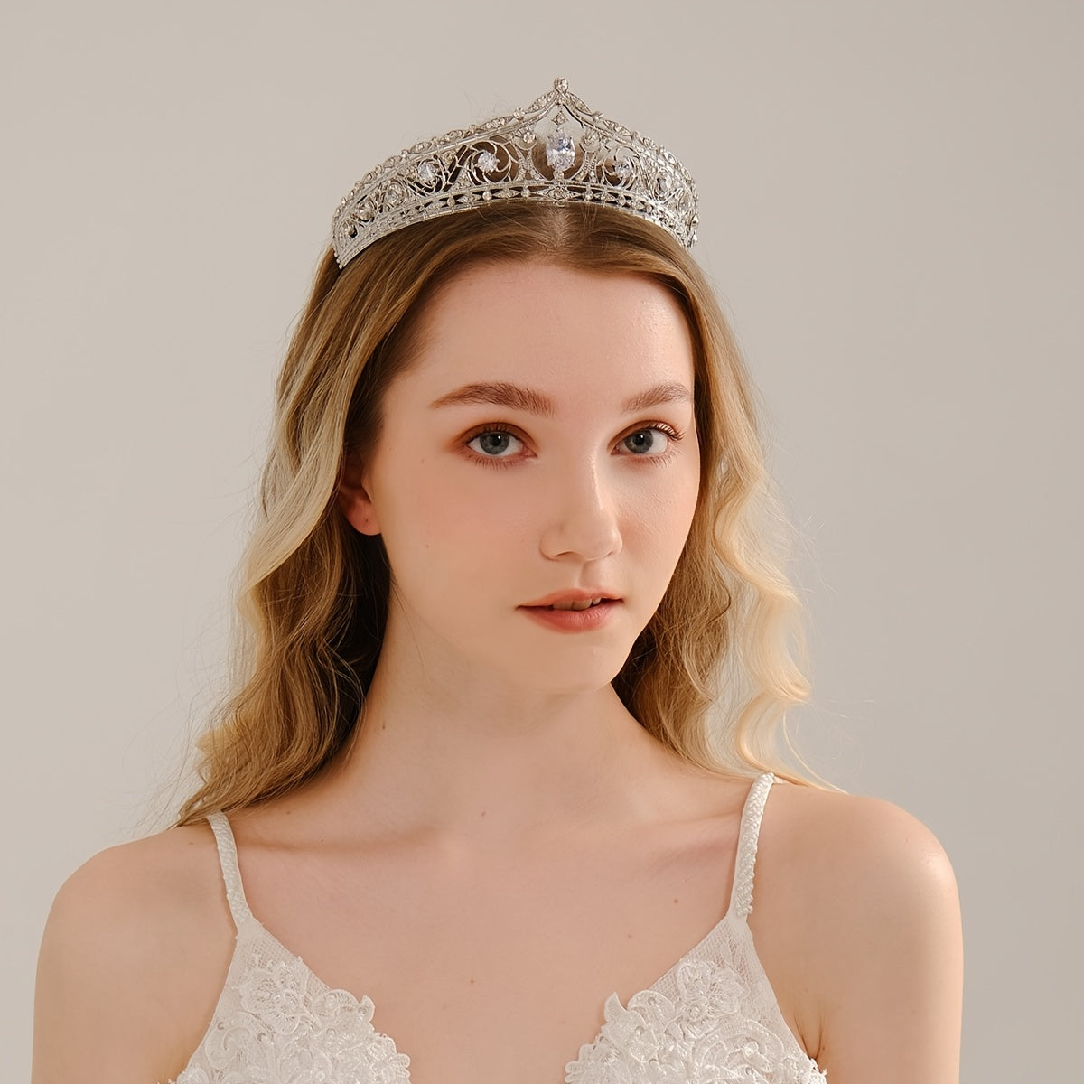 Wedding Bride Silver Crystal Tiara Crown Headband