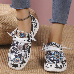 Sunflower & Cow Canvas Lace Up Sneakers