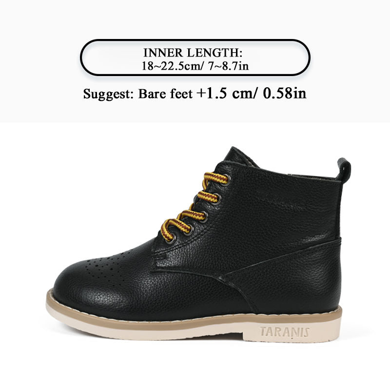 TARANIS Girls Classic Rubber Sole Short Zipper Leather Boots