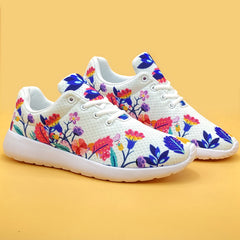 Women's Flower Pattern Mesh Running Shoes Lightweight Breathable Sneakers