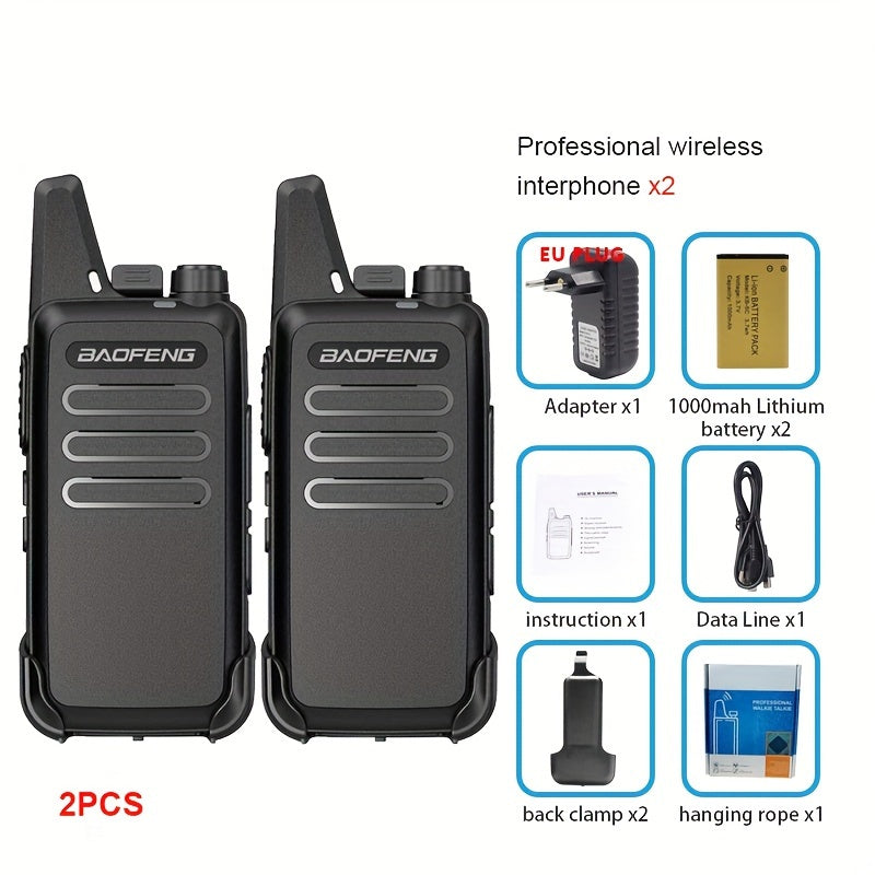 2pcs BF T20 Walkie Talkies USB Charging for Home School Restaurant Outdoor Use