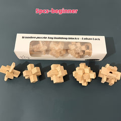 Wooden Puzzle Set 5-Pack Medium-Hard Level Craft with Instructions