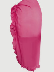 Ruffle Trim Knot Front Skirt Casual Beach Wear Skirt