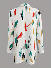 Graffiti Print Lapel Blazer Long Sleeve Casual Office Women's Clothing