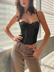 Solid Corset Bustiers Lace Cami Tank Tops Women's Lingerie