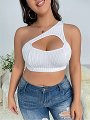 Sexy Bra Women's Solid Cable Knit One Shoulder Bralette