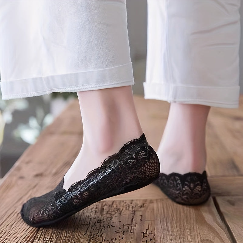 5 Pairs Floral Lace Ankle Socks Breathable Stockings