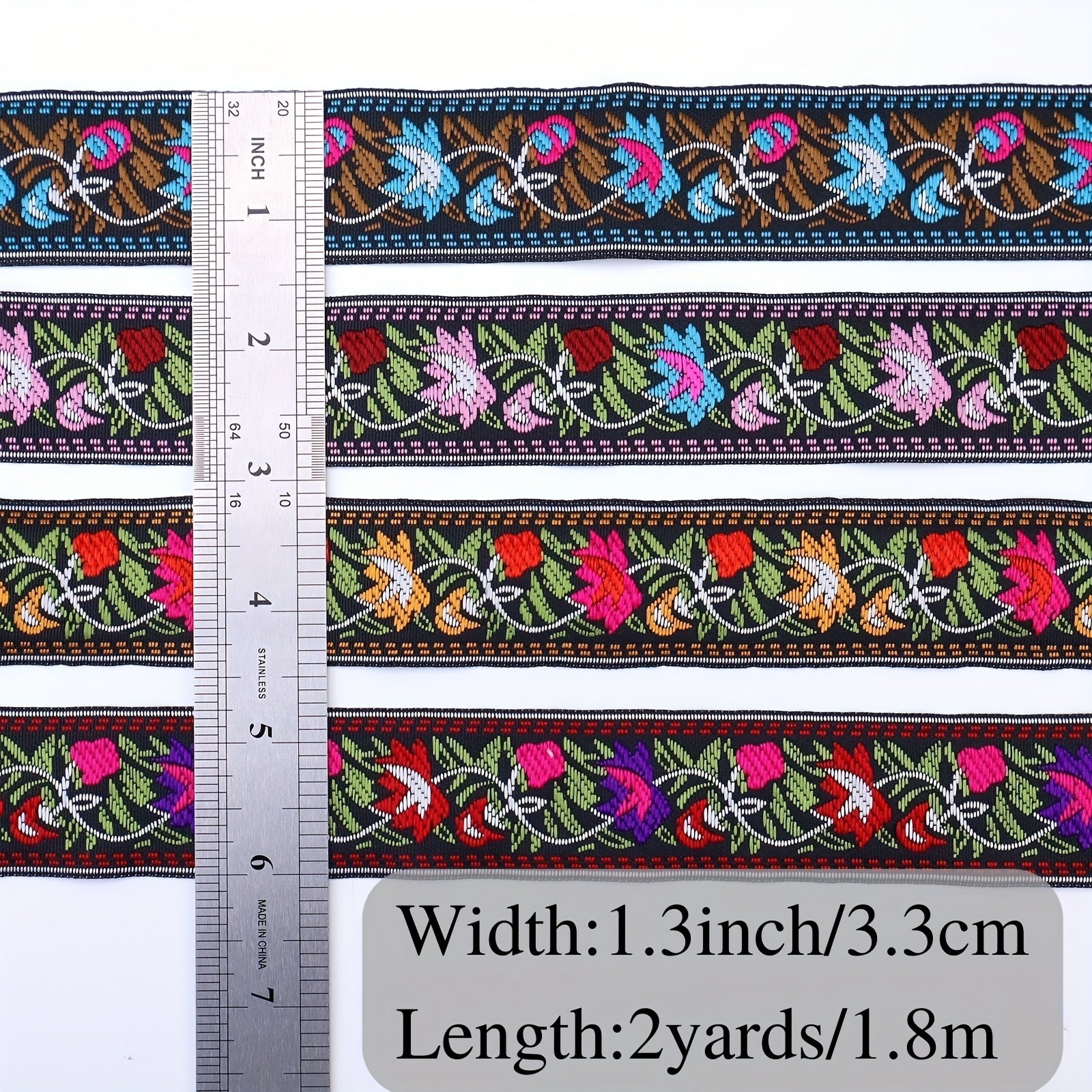 Vintage Jacquard Ribbon Trim Embroidered Sewing Lace Ribbon Fabric
