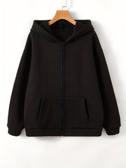 Casual Fleece Hooded Sweatshirt Women's Zip Up Hoodie