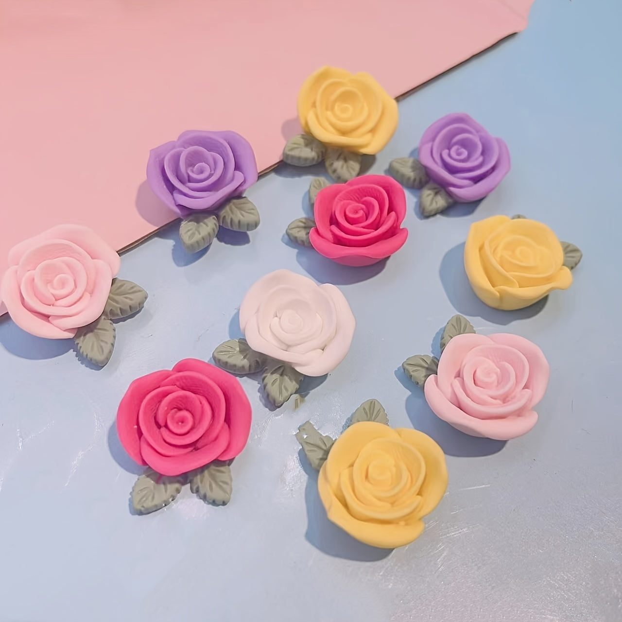 10pcs DIY 3D Rose Flowers Resin Charms For Earrings Jewelry Hair Accessories