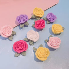 10pcs DIY 3D Rose Flowers Resin Charms For Earrings Jewelry Hair Accessories