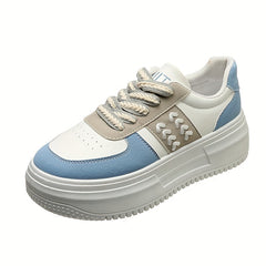 Women's Colorblock Platform Sneakers Casual Lace Up Outdoor Shoes