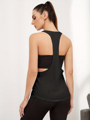 Quick Dry Sleeveless Running Tank Top Loose Fit Sports Solid Top