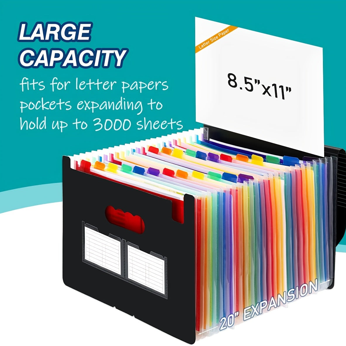Accordion File Folder with Blank Labels, File Organizer