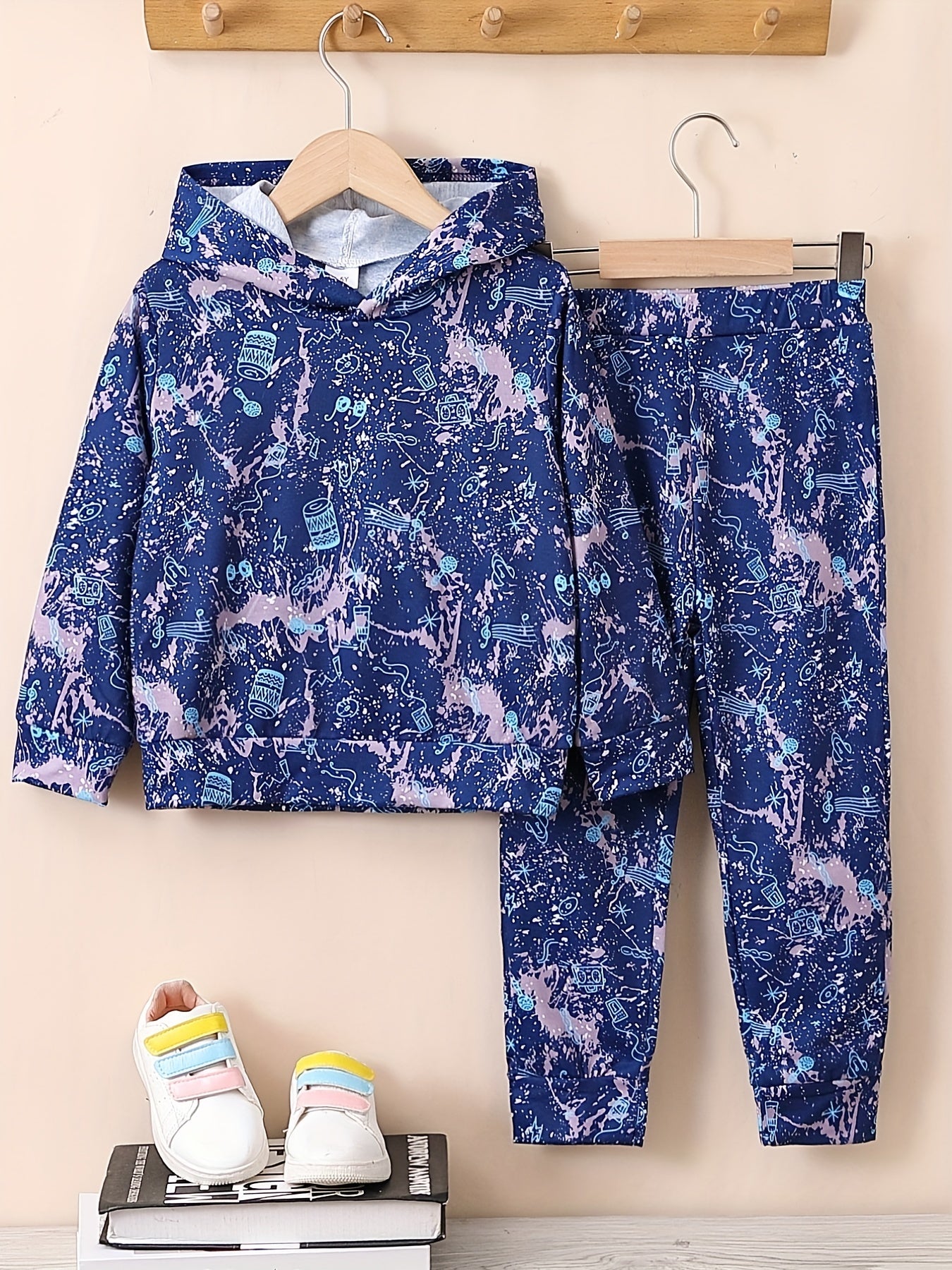 Boys' Hooded Sweatshirt & Pants Set Tie Dyed Print Outfit