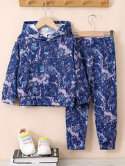 Boys' Hooded Sweatshirt & Pants Set Tie Dyed Print Outfit
