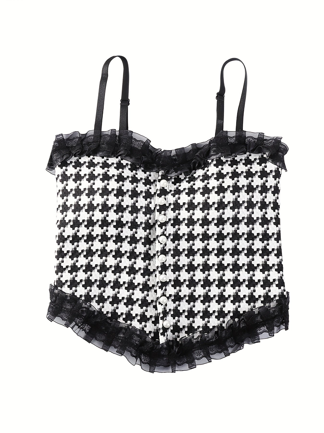 Girl's Houndstooth Tweed Camisole Cami Top For Teens 13-18 Years Old