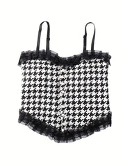 Girl's Houndstooth Tweed Camisole Cami Top For Teens 13-18 Years Old