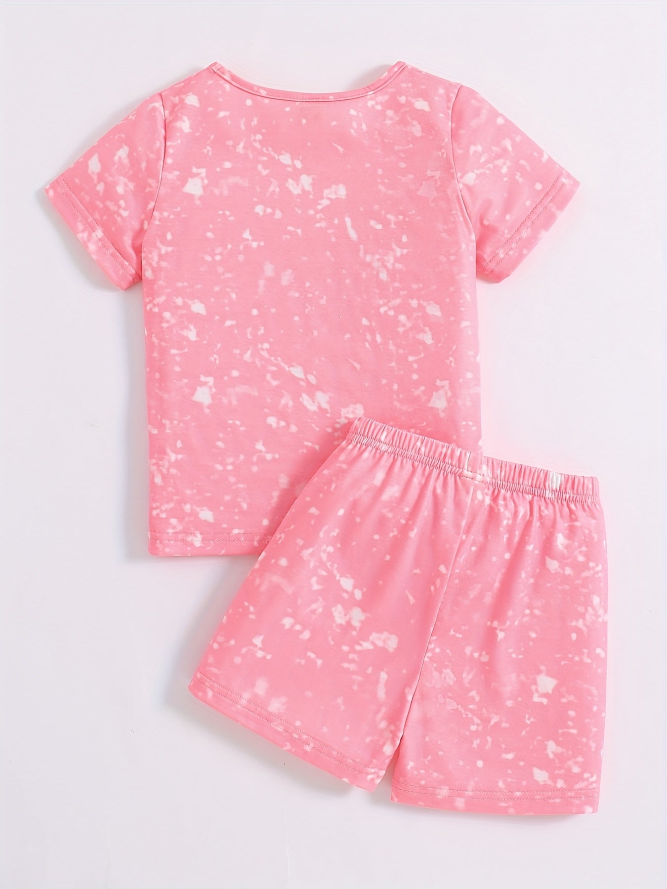 2pcs Toddler Girls Tie Dye Bow Figure Graphic T Shirts & Shorts Set